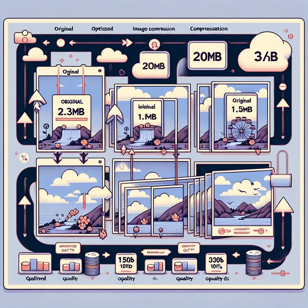 Before and after examples of image compression for mobile file size reduction