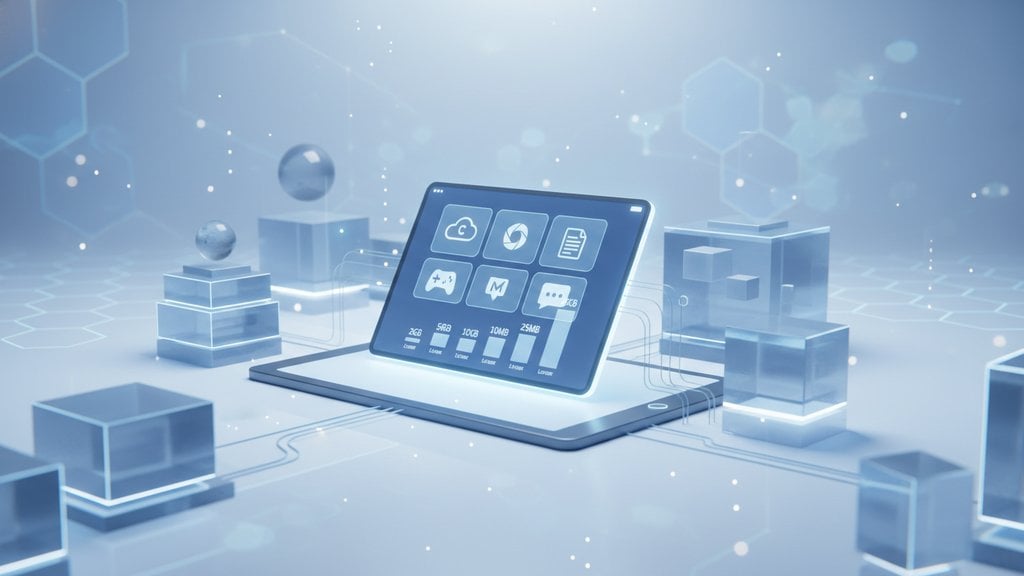 Modern digital illustration showing stacked file folders and storage icons of varying sizes, representing platform file size limits and data management concepts.