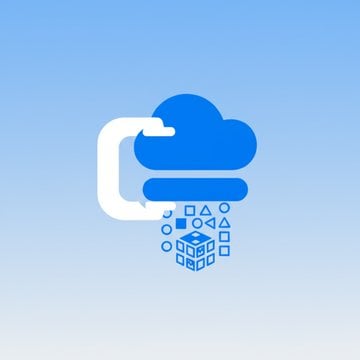 Modern illustration of compressed digital files and cloud storage icons floating above an open laptop displaying Google Drive interface.