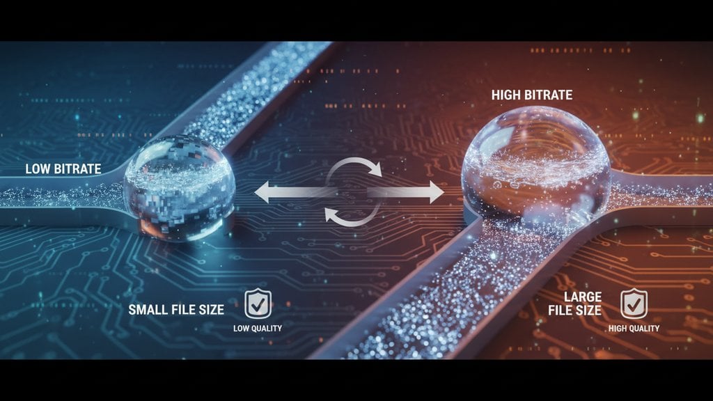 Video bitrate explained - chart showing how bitrate affects video quality and file size