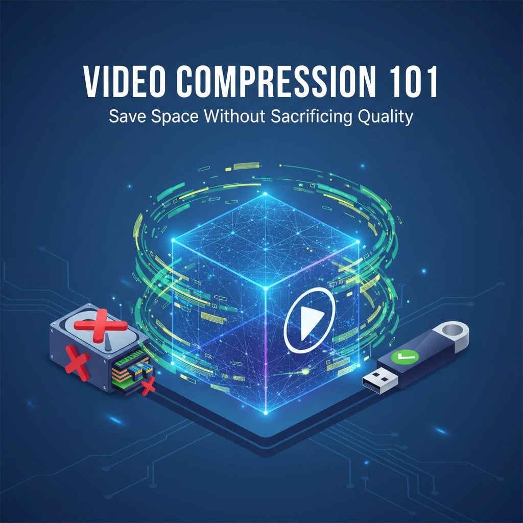 دليل ضغط الفيديو يوضح تقليل حجم الملف مع الحفاظ على الجودة