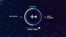 Free online tool converting audio between AAC, M4A, and other formats at a chosen bitrate